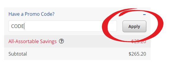Step 2 Screenshot: Click on the Apply button after entering your promo code.