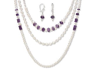 Triple-Strand Necklace and Earring Set