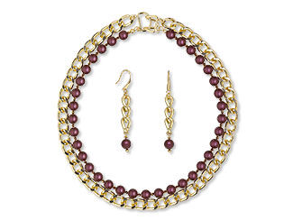 Double-Strand Necklace and Earring Set