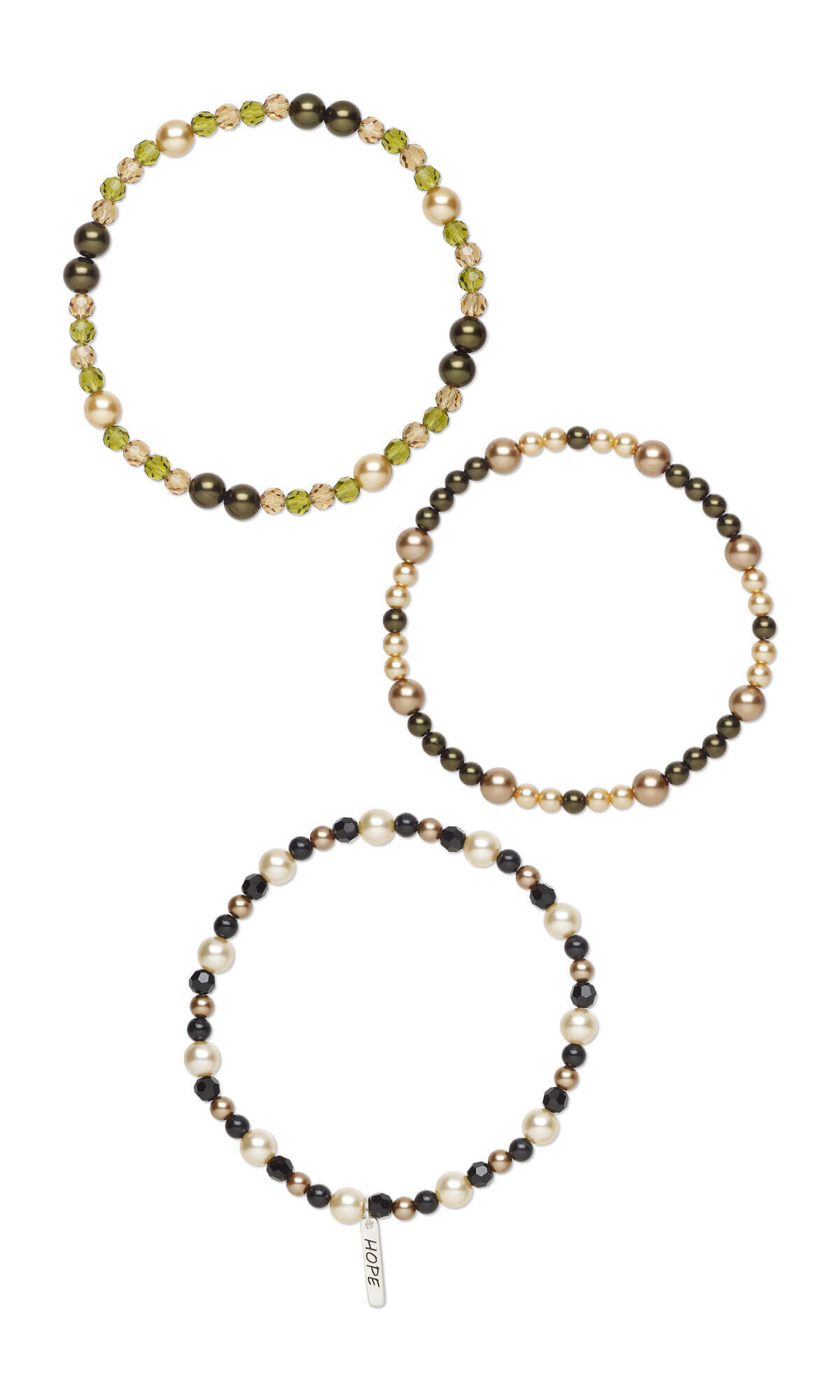 Design Idea P D 4 B Three-Piece Stretch Bracelet Set with Preciosa Czech Crystal Pearls and Beads