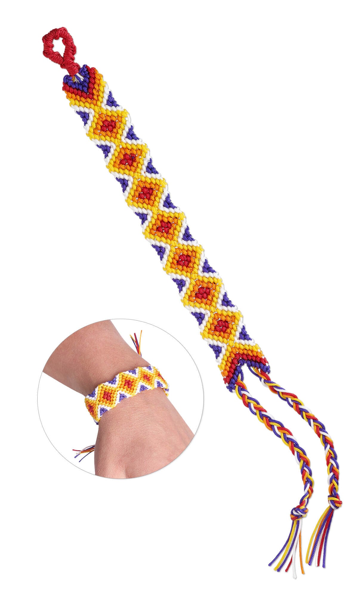 orange, yellow and blue Friendship bracelet
