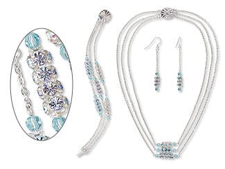 Triple-Strand Necklace, Bracelet and Earring Set