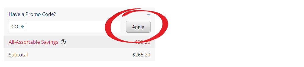 Step 2 Screenshot: Click on the Apply button after entering your promo code.