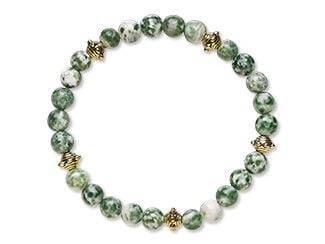 An image of a stretch bracelet made with tree agate beads