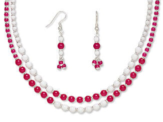 Double-Strand Necklace and Earring Set 