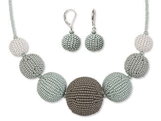 Single-Strand Seed-Beaded Necklace and Earrings