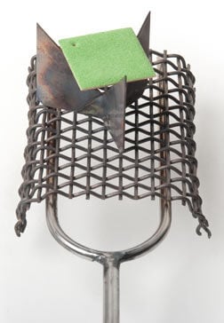Trivet and mesh on firing fork