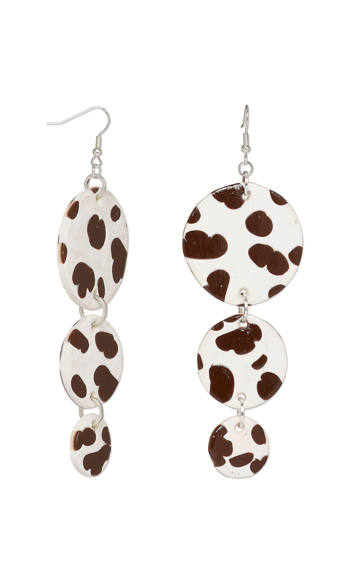 Design Idea N M 2 3 Earrings with Round Cow Print Polymer Clay Components