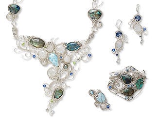 Bib-Style Necklace, Bracelet, Ring and Earring Set