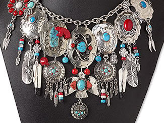 Bib-Style Necklace, Bracelet and Two-Piece Earring Set