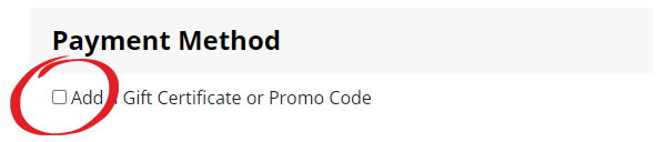 Step 1 Screenshot: Click on the checkbox in checkout to apply a promotion code