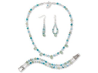 Single-Strand Necklace, Double-Strand Bracelet and Earring Set