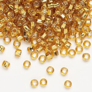 Seed bead, Dyna-Mites&trade;, glass, silver-lined translucent gold, #6 round with square hole. Sold per 1/2 kilogram pkg.