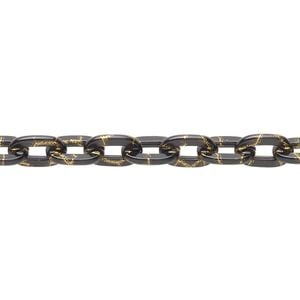 Chain 1pkg1 rolo, 6mm, black / gold aluminum 24 inch