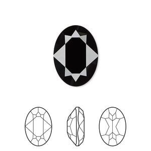 Fancy stone 1pk jet, Crystal Passions&reg; 18x13mm oval 4120