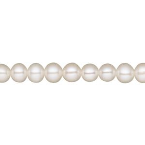 Pearl, White Lotus&trade;, cultured freshwater (bleached), white, 5-5.5mm semi-round, B- grade, Mohs hardness 2-1/2 to 4. Sold per 15-1/2" to 16" strand.