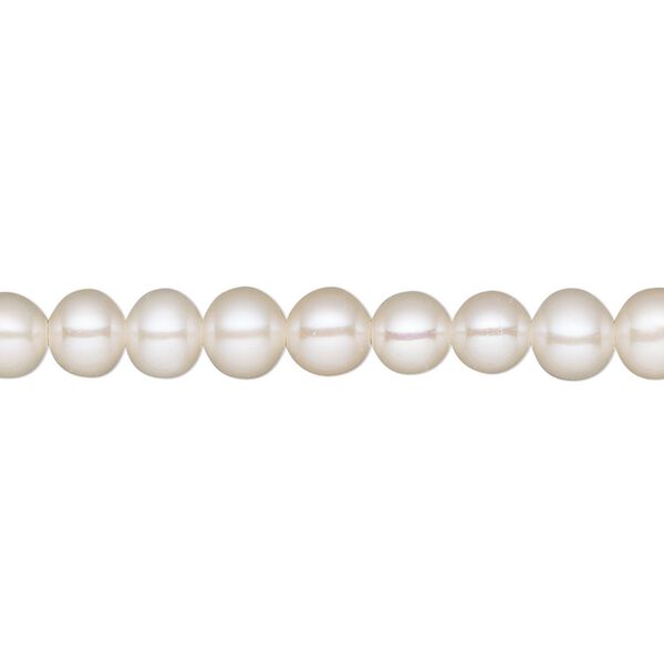 Pearl, White Lotus&trade;, cultured freshwater (bleached), white, 5-5.5mm semi-round, B- grade, Mohs hardness 2-1/2 to 4. Sold per 15-1/2" to 16" strand. image number 0