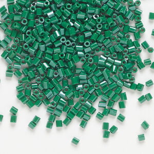 Seed bead, Dyna-Mites&trade;, glass, 1pkg40g, #11 2-cut hex, opaque luster pine green (774L 11/0 2CUT)