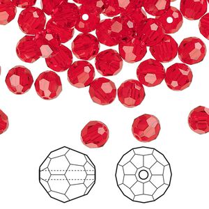Bead 144pk light Siam, Crystal Passions&reg; 6mm round 5000