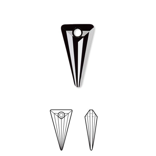 Drop 48pk jet, Swarovski&reg; 18x10mm pendant spike 6480 image number 0