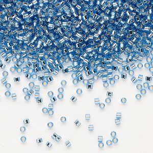 Seed bead, Delica&reg;, glass, pkg/7.5g, #11 round, transparent silver-lined light blue (DB-1210).