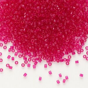 Seed bead, Delica&reg; 1pkg50g glass, #11 round, translucent matte scarlet light topaz / outside dyed (DB-0775)