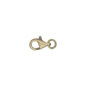 Clasp lobster claw 1pkg10 gold-plated, 9x6mm, antique brass 1-strand