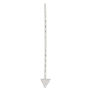 Paddle pin 1pkg1 sterling silver, 1.5 inch / triangle, 22 gauge rhodium-plated