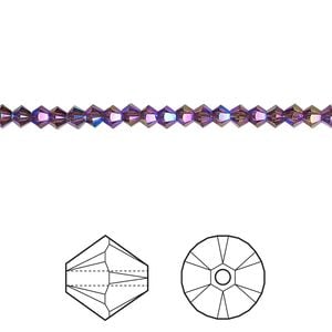 Bead 144pk amethyst shimmer 2X, Crystal Passions&reg; 3mm bicone 5328