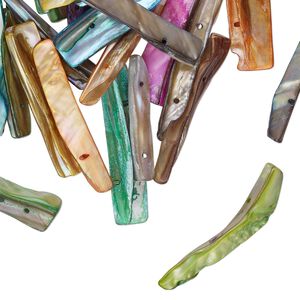 Mother-of-pearl shell 1pkg4oz, 2-hole stick spacer bead mix mixed AB colors 25x6mm-45x12mm