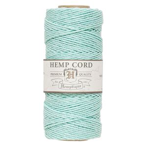Cord 1pkg1, Hemptique&reg;, polished hemp, seafoam green, 1mm diameter, 20-pound test. 205-foot spool.