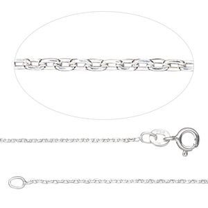 Chain 1pkg1 sterling silver cable, 1.2mm / springring clasp, Gossamer&trade; 18 inch