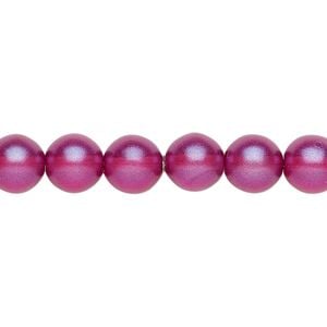 Bead, Czech pressed glass, pearlized purple, 8mm round. Sold per 15-1/2" to 16" strand, approximately 50 beads.