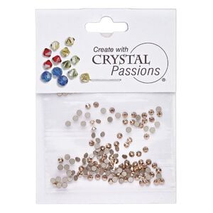 Flat back 144pk crystal rose gold foil back, Crystal Passions&reg; 2.1-2.3mm rose round SS7 2058
