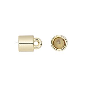 Cord end glue-in 1pkg2 "pewter", 8mm barrel / 5.5mm inside diameter, gold-finished