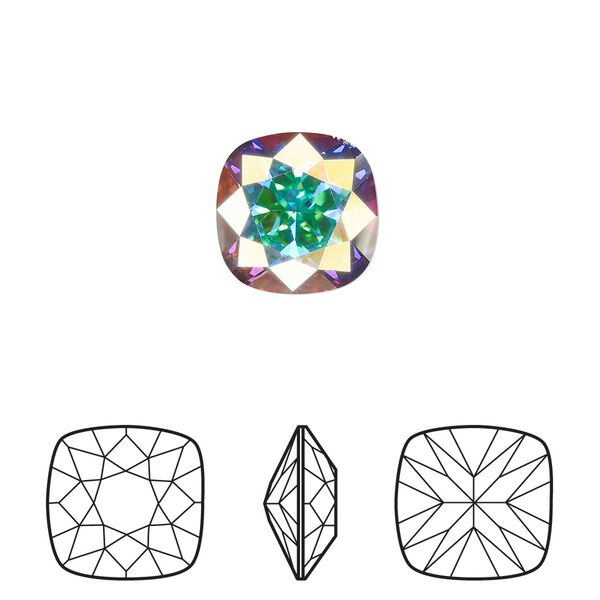 Fancy stone 6pk crystal AB foil back, Crystal Passions&reg; 12mm cushion 4470 image number 0