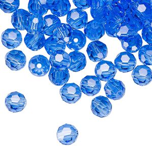 Bead 288pk sapphire, Preciosa Czech crystal 6mm round