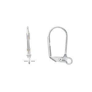 Ear wire leverback 1pkg500 silver-plated, 17.5mm / open loop, brass 250 pair