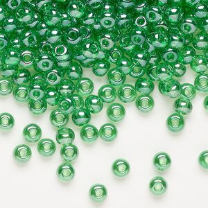 Seed bead, Preciosa Ornela Czech glass, pkg/50g, #6 rocaille, translucent luster light green, (56100).