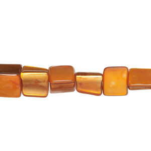 Mother-of-pearl shell 1pkg1, triangle tube bead 15 inch bright orange 7x5mm-13x8mm