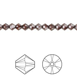 Bead 48pk smoked amber, Crystal Passions&reg; 4mm bicone 5328