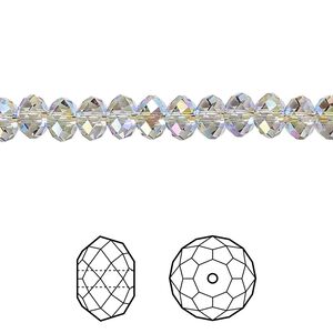 Bead 12pk black diamond shimmer 2X, Crystal Passions&reg; 6x4mm rondelle 5040