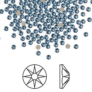 Flat back 144pk cool blue foil back, Crystal Passions&reg; Regenerated 2.1 to 2.3mm rose round SS7 2058