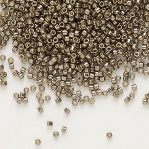 Seed bead, Delica&reg; 1pkg250g glass, #11 round, Duracoat&reg; opaque galvanized pewter / outside dyed (DB-1852)
