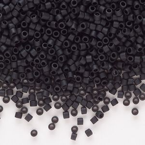 Seed bead, Delica&reg;, glass, pkg/7.5g, #10 round, opaque matte black (DBM-0310).