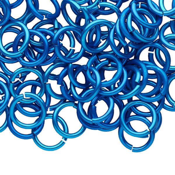 Jump ring 1pkg100 aluminum, 10mm round, 15 gauge / 7.2mm inside diameter / light blue image number 0