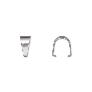 Bail, ice-pick, stainless steel, 10x6mm, 9mm grip length. Sold per pkg of 100.