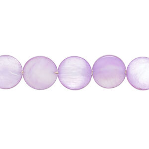 Mother-of-pearl shell 1pkg1, puffed flat round bead 15 inch dark lavender 9-11mm