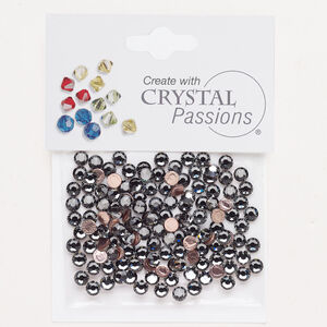 Flat back 1pkg144 crystal silver night foil back, Crystal Passions&reg; rhinestone 3.80-4.00mm hotfix round SS16