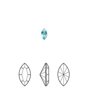 Fancy stone 6pk light turquoise foil back, Crystal Passions&reg; 6x3mm navette 4228